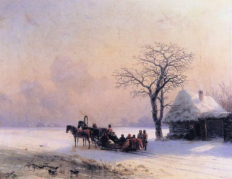 Ivan Aivazovsky Winter Scene in Little Russia oil painting image